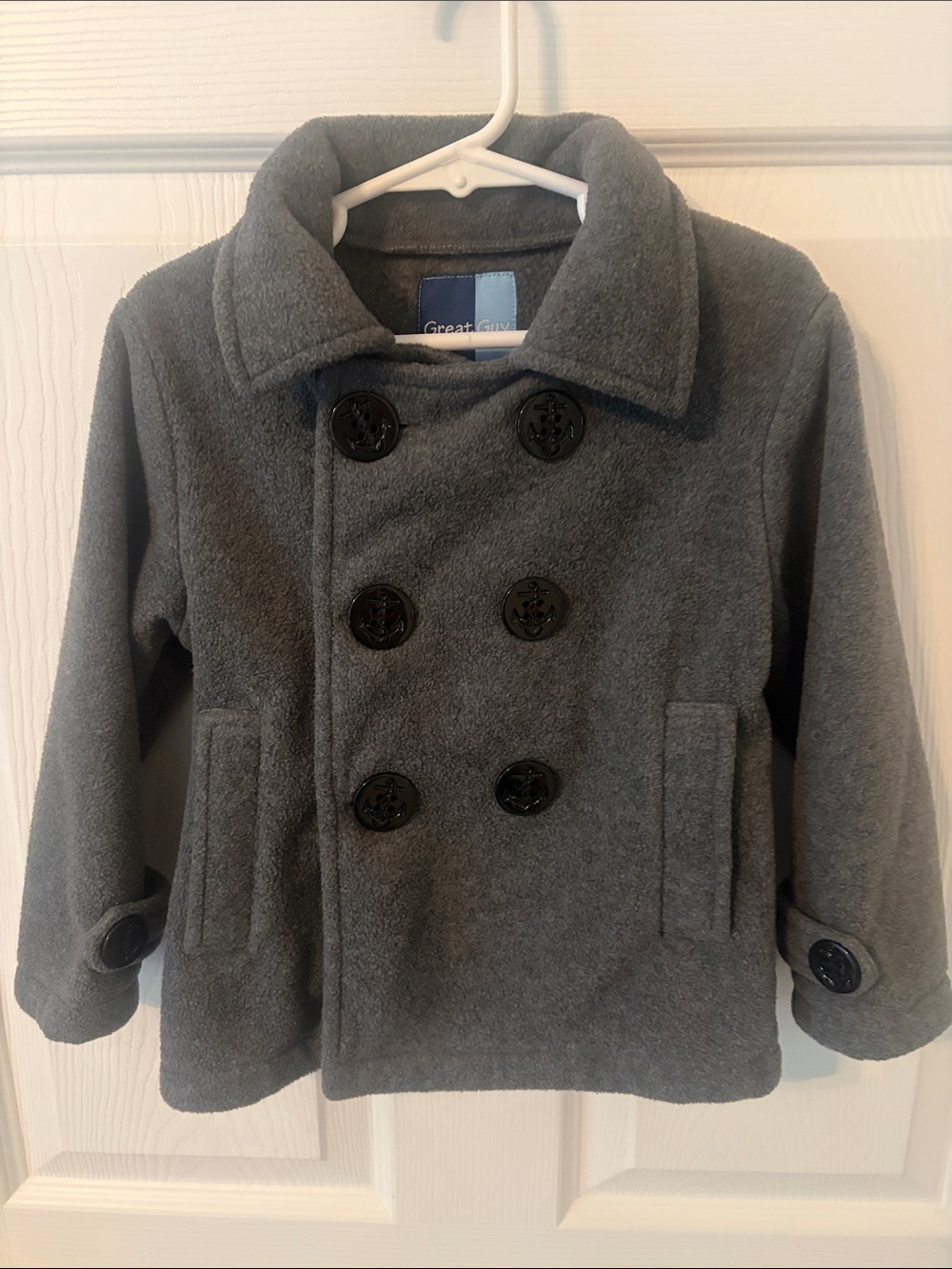 Great Guy-Gray Double-Breasted Peacoat-4T